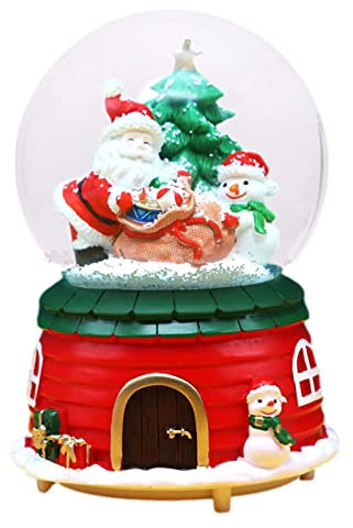Luckxing LED Schneekugel Elektrischer Schneewirbel, Musikalische Nachtlicht, Schneekugel Spieluhr Desktop Ornament Farbwechsel Batteriebetriebene Beleuchtete Kristallkugel