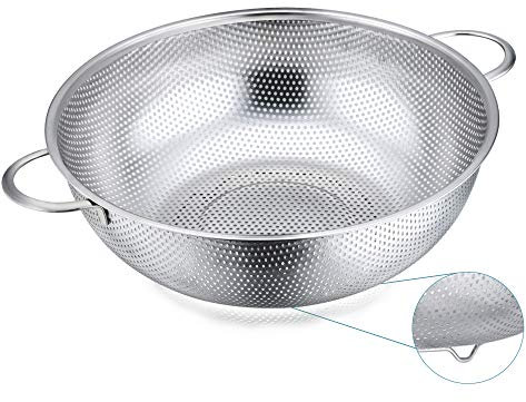 Sieb, HaWare Edelstahl Küchensieb Nudelsieb mit Griff, Ø28cm, Großes Mikroperforiertes Abtropfsieb Seiher zum Ablaufen & Spülen von Küche/Nudel/Gemüse/Obst/Reis, Spülmaschinenfest
