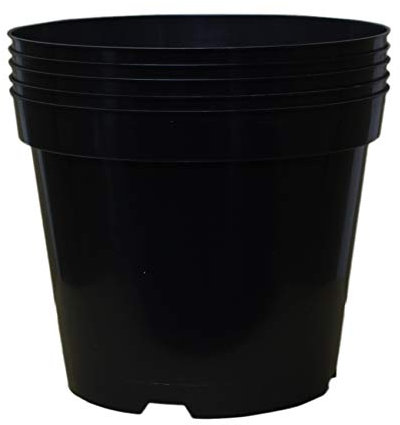 Muddy Hands Pack of 5 Black Plastic Plant Pots Outdoor Garden Round Nursery Herb Flower Planters (15 Litre)