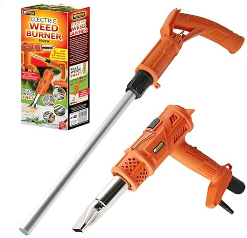 My Garden Electric Weed Burner - 2000W Garden Weed Burner W/ 5 Nozzles, 2 Heat Settings Up to 650°C, 2.4 Meter Cable, a UK Plug & Non Slip Handle W/Cord Buckle for Driveways, patios, and Garden Paths