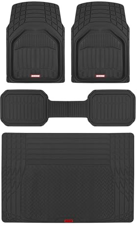 Motor Trend FlexTough Defender Floor Mats for Cars & TrunkShield Trunk Mat Set, Next-Gen Deep Dish Heavy Duty Car All Weather, Rubber Set Auto Truck Van SUV B09VYBHPDK