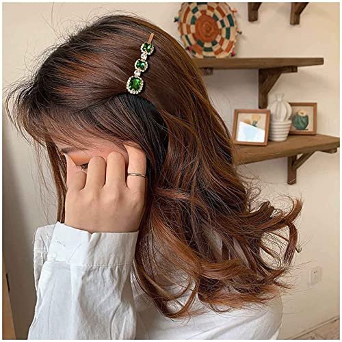 Cimenexe Épingles à cheveux vintage en cristal émeraude - Barrette à strass - Bobby décorative - Accessoires de cheveux en cristal émeraude