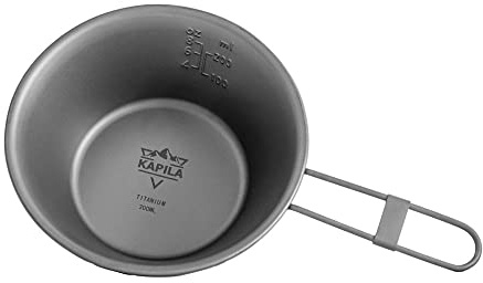 KAPILA 300ml Titanium Bowl with Folding Handle Outdoor Camping Picnic Dishes Portable Tableware