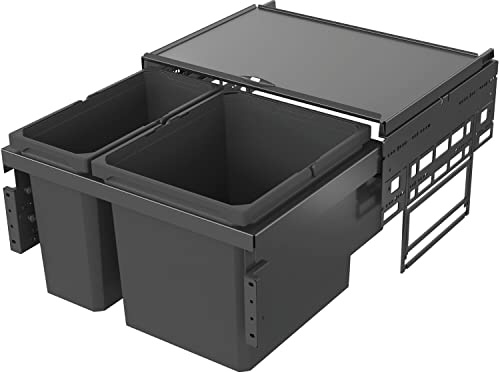 VAUTH-SAGEL Envi Space - Pattumiera da incasso a 2 scomparti, completamente estraibile, con smorzamento e alimentatore automatico, 1 x 16 litri e 1 x 29 litri, in plastica, colore: grigio lava