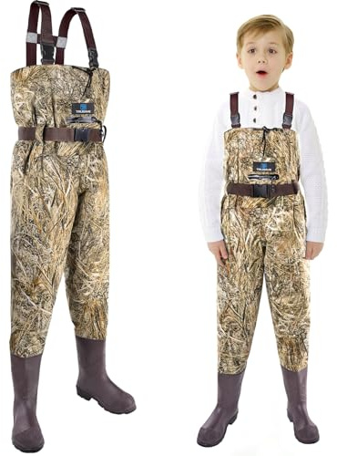 Trudave Chest Waders for Kids with Boots, Waterproof Youth Waders for Children, Lightweight Waiters for Fishing & Hunting