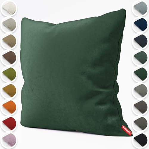 Schuette® Dekorativer Kissenbezug aus Samt mit verdecktem Reißverschluss • Millenium Velvet Kollektion: Dark Forest (Dark Green) • Knitterfrei • Kuschelweich • Zierkissen • Sofakissen