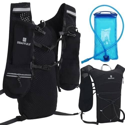 BBAIYULE® Sac à dos léger pour course à pied, sports de plein air, course, marathon, randonnée, fitness, gilet d'hydratation pour homme et femme (sac à dos avec poche d'hydratation de 1,5 l)