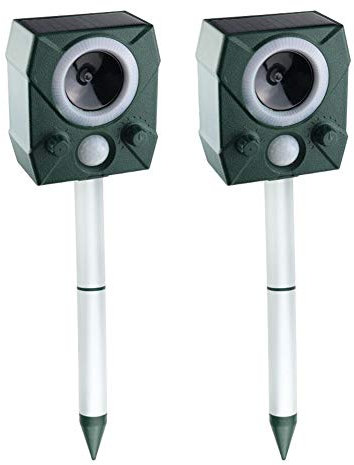 ERNZI 2 Pcs, Cat Ultrasonic Solar, Animal Repeller Ultrasonic Flash 5 Mode Adjustable with Built-in Lithium Battery, Waterproof Animal Repellent For Garden