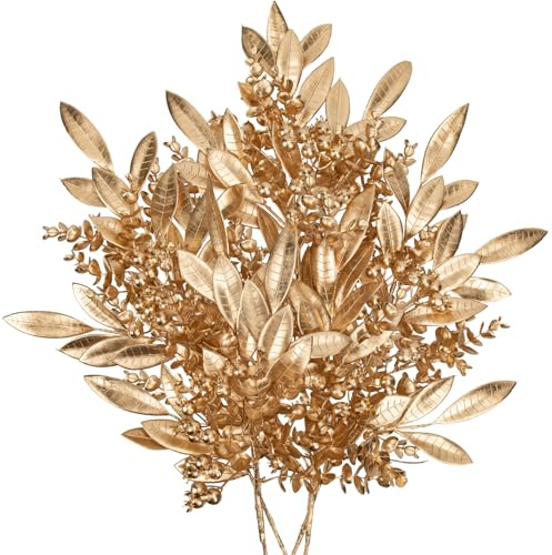 Set di 50 cm, decorazione natalizia con bacche, rami artificiali, foglie di Natale, ramo, foglie di magnolia, rami di bacche artificiali per albero di Natale, decorazioni per albero di Natale