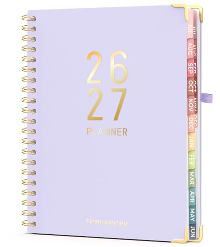 Jul 2026 - Dec 2027 Planner, Forvencer 18 Month Academic Planner 2026-2027, 8.5 x 11, Calendar Planner Weekly and Monthly, Daily Agenda Book, College School Supplies for Student Teacher, A4, Purple