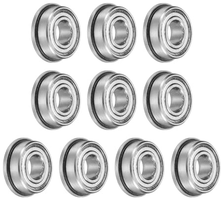 sourcing map 10pcs MF115ZZ Flanged Ball Bearing 5x11x4mm Chrome Steel Double Shielded Miniature Bearing, Deep Groove Ball Bearings, P6 (ABEC 3)
