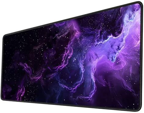 Gaming Mauspad XXL 1200x600x3mm, Lila Wolke Mousepad mit Vernähte Kanten, Wetterfest Anti-Rutsch Mouse Pad, Groß Schreibtischunterlage für PC, Laptop Verbessert Präzision und Geschwindigkeit,Geschenk