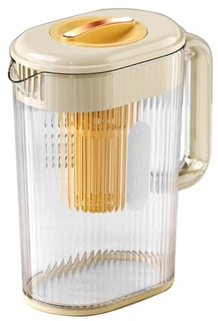 Jarra de agua con tapa, jarra para la preparación de té helado - Jarra de agua irrompible de 2 litros con tapa, tapa de la jarra para agua Compartimento de filtro integrado para p
