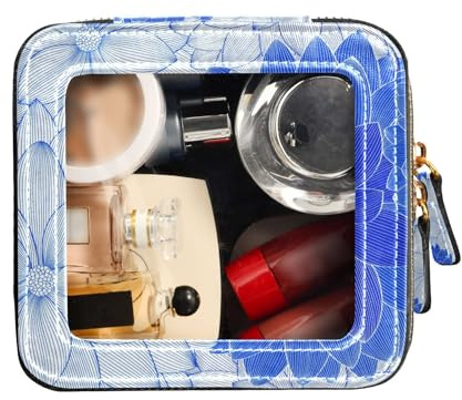 FRODOTGV Dahlia Trousse de maquillage transparente pour sac à main, sacs de voyage pour articles de toilette, Dahlia bleu, 1 Size