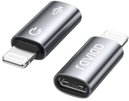 RAVIAD Adattatore Microfono da USB C a Lightning 2Pezzi, Adattatore da Lightning Maschio a USB C Femmina per Microfono Lavalier Wireless per iPhone, Non per Cuffie/Dati
