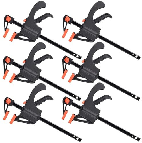6Pcs Quick Grip Clamps,4 Inch Adjustable Ratchet Bar Clamps,Woodworking F Clamps, One Hand Quick-Release Bar Clamp Tools for DIY Handmade Craft, Woodworking
