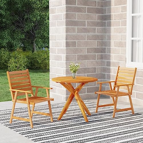 WSJHUHK Home-Outdoor Gartenmöbel-Set, 3-teilig, Massivholz, Akazie