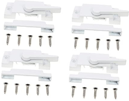 DIYEAH Window Sash Locks Sliding Window Security Latch Lock Zinc Alloy White 4pcs Cam Action Hook Design Child Proof Anti-Theft Security for Home and Office