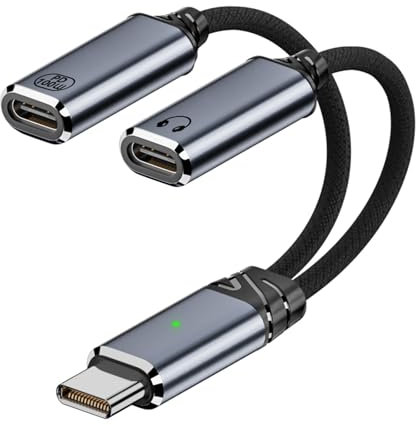 IVIVTOR Splitter Caricabatterie Cuffie USB-C - Adattatore Audio e 100W Diricarica Rapida cavo 2 in 1 per telefoni e dispositivi di tipo C