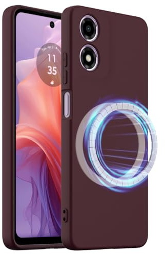BRAND SET Funda Magnética para Motorola Moto E40 Compatible con mag-Safe, Tacto Suave con Forro de Microfibra Carcasa Protectora Silicona para Moto E40 Case (Ciruela)