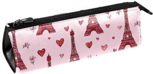 VAPOKF Trousse à crayons romantique rose avec motif Tour Eiffer, trousse à crayons, trousse à cosmétiques, sac compact à fermeture éclair