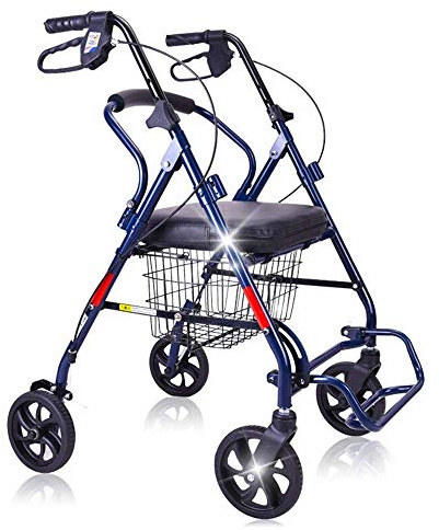 VGVSBG Andador con Ruedas Plegable, bastón, Andador Plegable Andador para Personas Mayores Freno de Mano Taburete de bastón Silla de Ruedas Anciano Asiento de Rueda de Compras Bastón Antideslizante