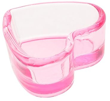 Homoyoyo Pot à Ongles en Verre Cœur Transparent Rose, , Petit Format, Godet Polyvalent pour Nail Art, Accessoires Manucure Femme, Usage Professionnel et Maison