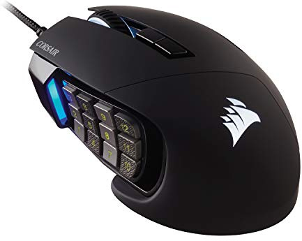 Corsair Scimitar RGB Elite Wired MOBA/MMO Gaming Mouse – 18,000 DPI – 17 Programmable Buttons – iCUE Compatible – PC, Mac, PS5, PS4, Xbox – Black