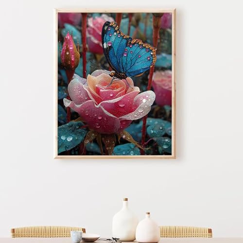 5D Flor Diamond Painting, Mariposa Diamond Painting Kit Completo, Manualidades Adultos DIY Cristal Pintura De Diamante Para, Paint Para Decor De Pared Del Hogar, Regalos Femeninos 100 x 135cm PjY7 6-F