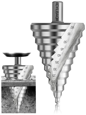 Stufenbohrer 6-60mm, Kegelbohrer metall Konusbohrer metall Spiralnut mit 13mm Schaft, Kegelbohrer Schälbohrer für Kunststoff Holz, Extra großer Step Drill Bit Lochbohrer für präzise Bohrungen