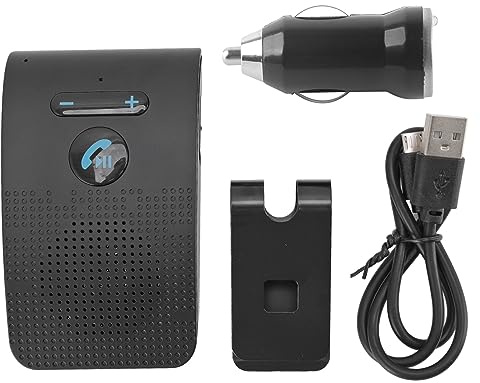 Ticfox Auto-Bluetooth-Freisprecheinrichtung, kabelloser Sonnenblenden-Adapter, Freisprecheinrichtung, MP3-Lautsprecher mit Clip auf der Rückseite, Dual-Verbindung, Vibrationssensor