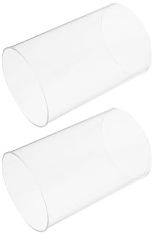 SUPVOX Porta Candele in Legno, Copri Candela Vetro Cilindrico Trasparente, Parafiamma in Vetro per Candele 2 Pezzi, Resistente al Vento per Decorare e Fai da Te