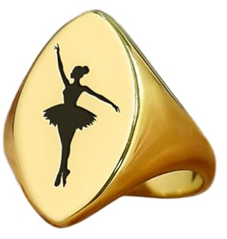 Bague de danseuse de ballet en forme de marquise | Argent sterling 925 plaqué or | Bijou cadeau, chevalière style vintage, bijou hypoallergénique fait main | LK_PDR_01855
