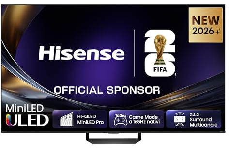 Hisense Smart TV MiniLED 165Hz 75 4K 75U79S PRO | Schermo Anti-Riflesso, Dolby Atmos 2.1.2 By Devialet, VIDAA OS, Dolby Vision IQ, 4 HDMI 2.1, Wifi, BT, AirPlay2, 2026 Model