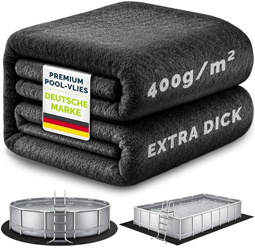 tillvex® Premium Pool Unterlage Rund 335 cm - 400g/m² | Bis Ø 305 cm Pools | Geotextil Bodenplane | Poolmatte zuschneidbar Bodenschutzvlies Schwimmbecken | Reißfeste Poolunterlage Bodenschutzmatte