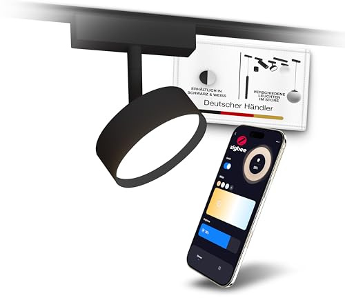MNK_solution 150° LED Strahler für Schienensystem – Zigbee dimmbar – 9W Deckenstrahler für Wohnzimmer, Küche, Esszimmer – moderne Deckenleuchte – Lichtschienensystem – Deckenlampe Schwarz