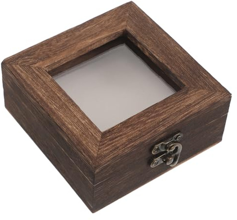 BESTOMZ Scatola Design Minimalista per Esemplari in Legno con Coperchio a Ribalta Antipolvere, per Fiori Secchi e Oggetti Naturali da Esporre su Scrivanie o Davanzali