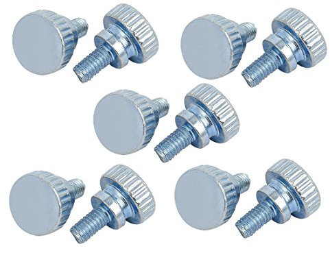 sourcing map 10 Stück M4x8mm Flacher gerändelter Kopf Vollgewinde Daumenschrauben Bolzen DE de