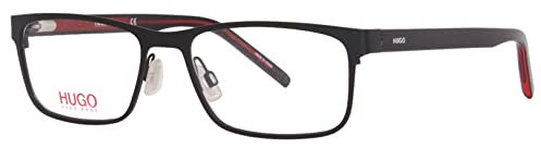 HUGO Boss Glasses (HG-1005 BLX) Acetate Plastic - Metal Matt Black - Crystal Red