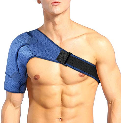 Protector Hombro para Mujeres y Hombres, Hombro Apoyo de Neopreno Envoltura Soporte del Manguito Rotador para la Articulación de Dislocada, Tendinitis, Hombro Apoyo con Almohadilla Azul Oscuro