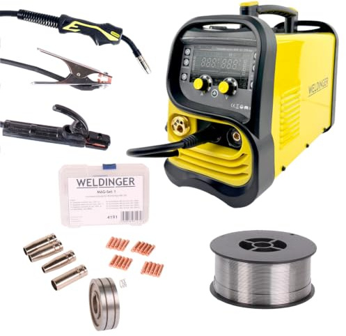 Aktion WELDINGER MIG/MAG-Schweißinverter MEW 161 SYN eco + MAG-Set 1 + Fülldraht 0,8 mm/1kg