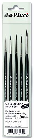 da Vinci Brushes 5598 Casaneo Künstlerpinsel-Set, rund, Größen 0, 1, 2, 3, 4, Schwarz, 5 Stück