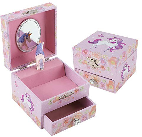 TAOPU Carillon Portagioie Musicale con Cassetto Rimovibile e Unicorno Girevole per Ragazze