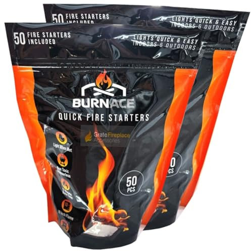 100 Wax Quick Fire Lighters for Wood Burners: Individually Wrapped BURNACE Firelighter Sachets for Fire Starting & Fire Lighting Open Fires, Stoves, Firepits or Camping.