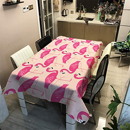 Surwin Tischtuch Drucken Tischdecke, Rechteckige Tischdecke Fleckschutz Pflegeleicht Abwaschbar Wählbar für Home Küche Dekoration (Flamingo,140x140cm)