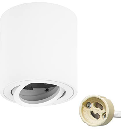 KYOTECH Spot LED Saillant Orientable - Plafonnier Plat 230V Rond Blanc GU10