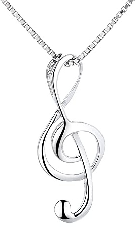 Belons Damen Kette Musik 925 Sterling Silber Musiknote Anhänger Halskette Note Kette mit Anhänger für Mädchen Kinder