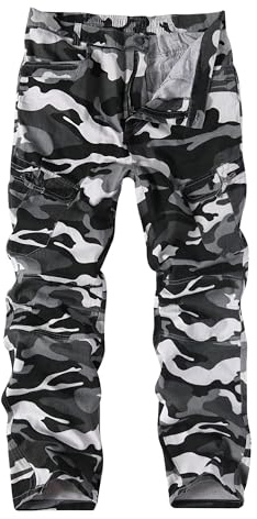 APTRO Men's Cargo Pants Camo Casual Work Military Tactical Pants Gray Camo 34