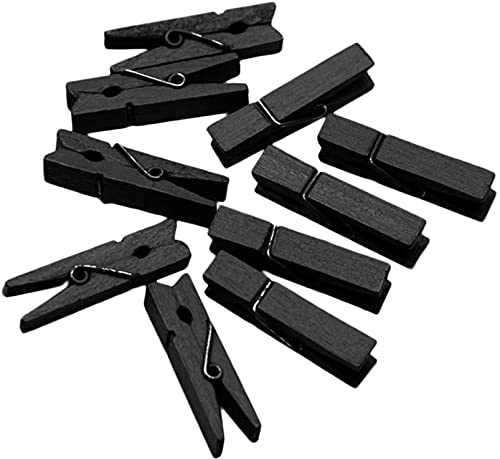 Anawakia Lot de 50 mini pinces à linge en bois pour photos, arts et artisanat, pinces décoratives en bois 3,5 cm (noir)