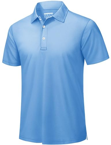 TACVASEN Mens Polo Shirts Short Sleeve Golf Outdoor Shirt Summer Breathable | Quick Dry Lightweight Work Top with Button for Tennis